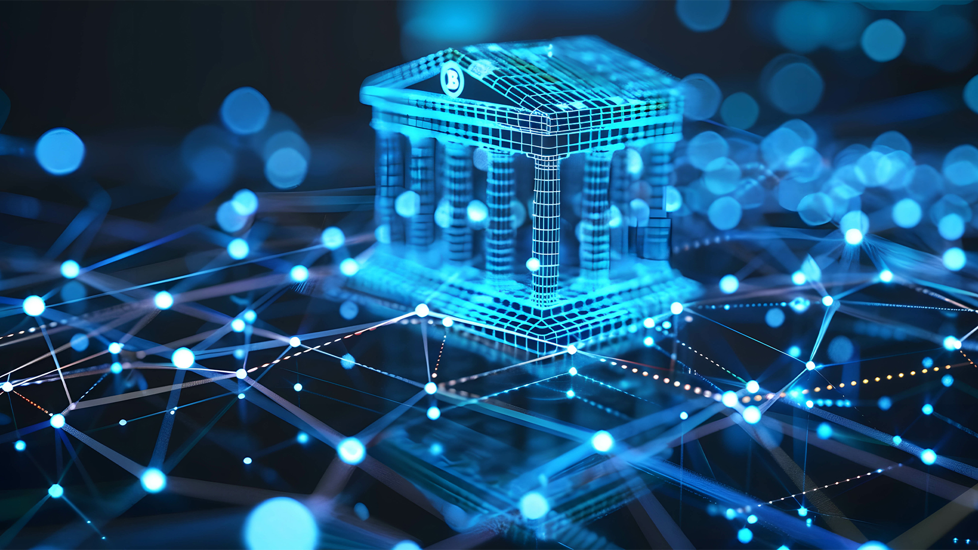 Digital banking and financial technology network illustration